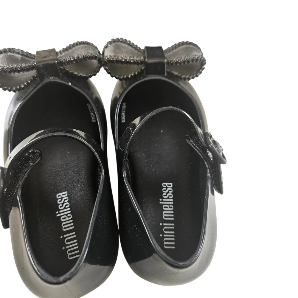 Mini Melissa Black Bow Mary Jane Dress Shoes Size 7
